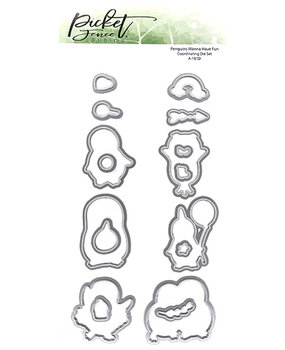 Picket Fence Studios Penguins Wanna Have Fun 4x8 Inch Metal Dies (A-161D) (OUTLET)