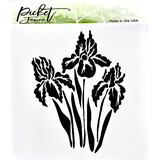 Picket Fence Studios Blooming Iris 6x6 Inch Stencil (SC-277) (OUTLET)