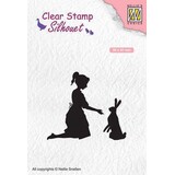 Nellie Snellen Silhouette Clear Stamps Girl with Hare (SIL061) (OUTLET)