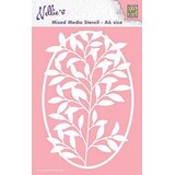 Nellie Snellen Mixed Media Stencil A6 Frame with Flower Branch (MMSA6-005) (OUTLET)