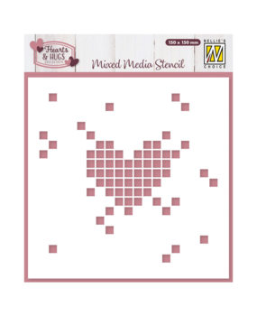 Nellie Snellen Mixed Media Stencil Pixel Heart (MMS4K-084) (OUTLET)