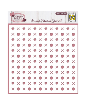 Nellie Snellen Mixed Media Stencil Hugs & Kisses (MMS4K-083) (OUTLET)