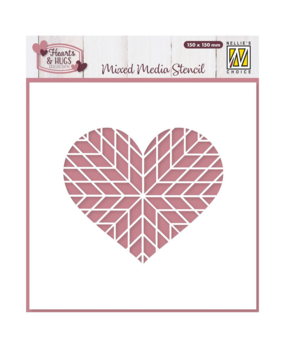 Nellie Snellen Mixed Media Stencil Geo Heart (MMS4K-079) (OUTLET)