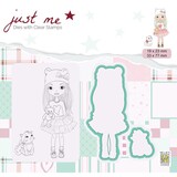 Nellie Snellen Just Me Stamp & Die Girl with Cat (JMSD001) (OUTLET)