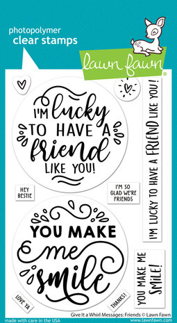 Lawn Fawn Give It A Whirl Messages: Friends Clear Stamps (LF3421) (OUTLET) Lawn Fawn Give It A Whirl Messages: Friends Clear Stamps (LF3421) (OUTLET)