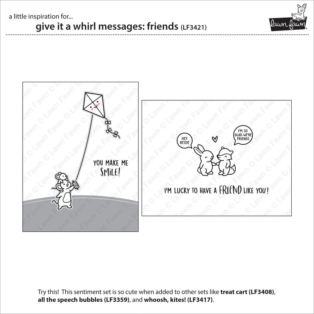 Lawn Fawn Give It A Whirl Messages: Friends Clear Stamps (LF3421) (OUTLET) Lawn Fawn Give It A Whirl Messages: Friends Clear Stamps (LF3421) (OUTLET)
