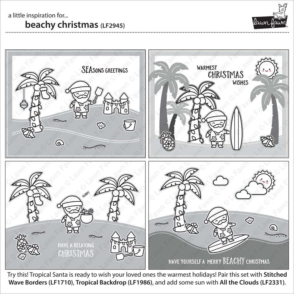 Lawn Fawn Beachy Christmas Clear Stamps (LF2945) (OUTLET)