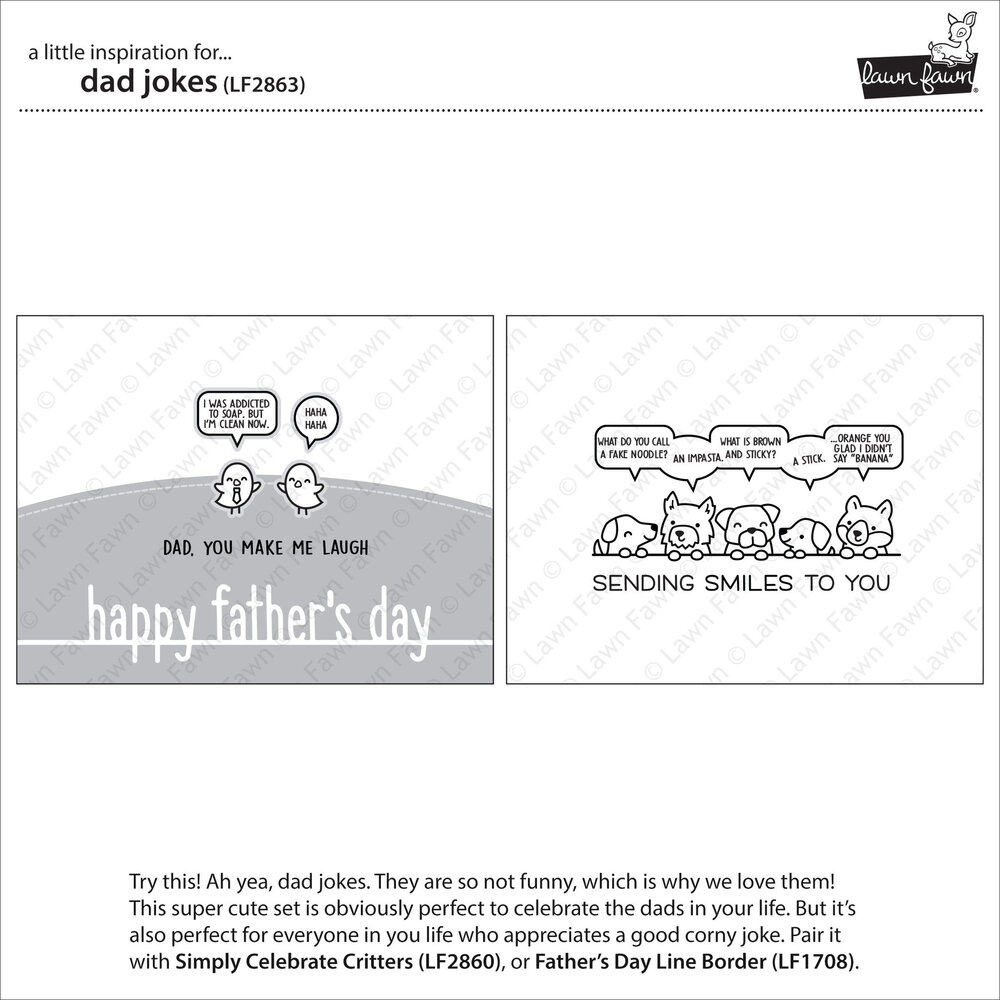 Lawn Fawn Dad Jokes Clear Stamps (LF2863) (OUTLET) Lawn Fawn Dad Jokes Clear Stamps (LF2863) (OUTLET)