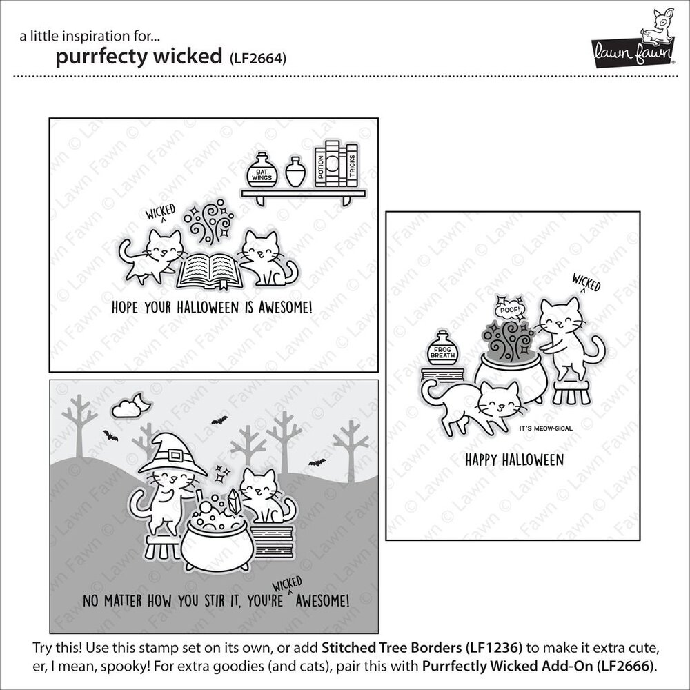 Lawn Fawn Purrfectly Wicked Clear Stamps (LF2664) (OUTLET) Lawn Fawn Purrfectly Wicked Clear Stamps (LF2664) (OUTLET)