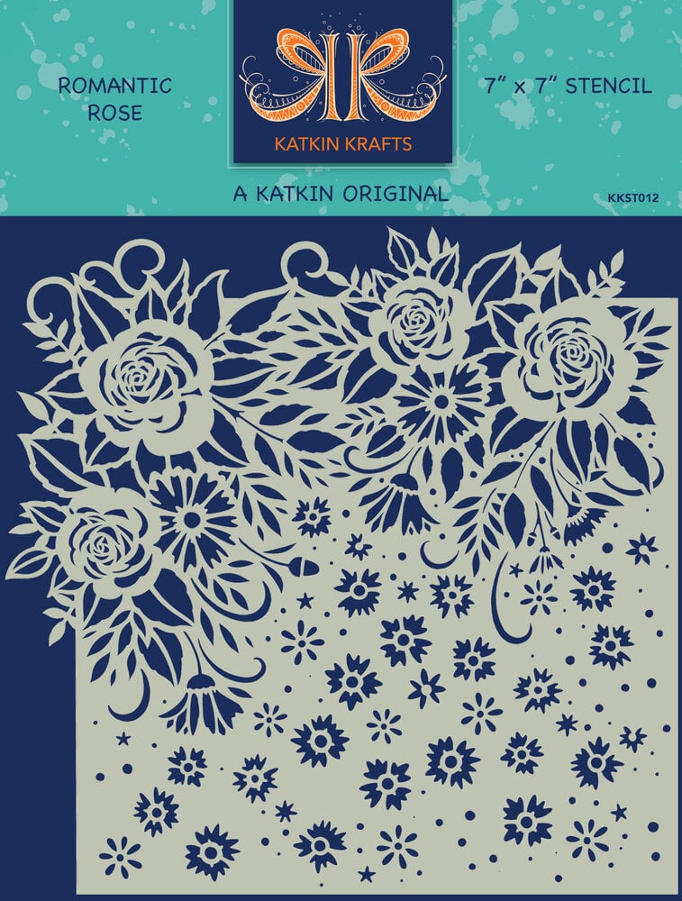Katkin Krafts Romantic Rose 7x7 Inch Stencil (KKST012) (OUTLET)