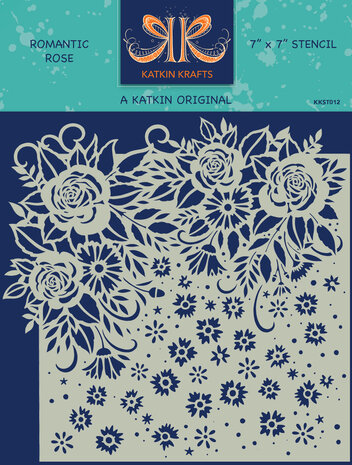 Katkin Krafts Romantic Rose 7x7 Inch Stencil (KKST012) (OUTLET)