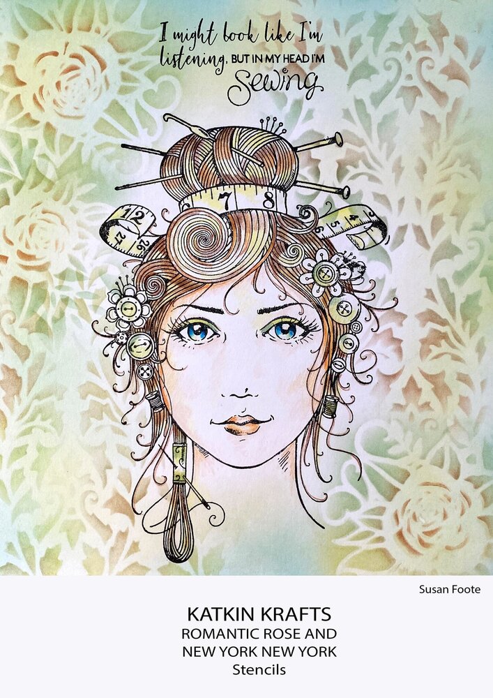 Katkin Krafts Romantic Rose 7x7 Inch Stencil (KKST012) (OUTLET)