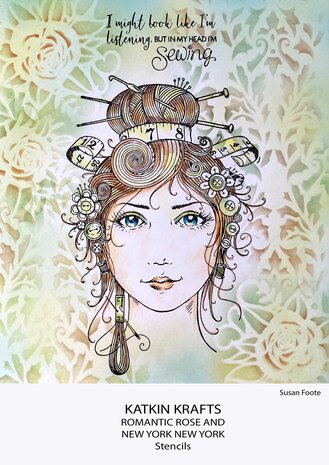 Katkin Krafts Romantic Rose 7x7 Inch Stencil (KKST012) (OUTLET)