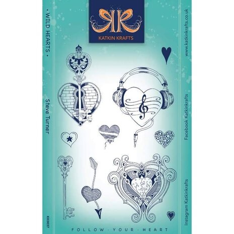 Katkin Krafts Wild Hearts Clear Stamp Set (KK0037) (OUTLET)