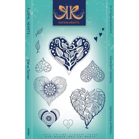 Katkin Krafts Floral Hearts Clear Stamp Set (KK0036) (OUTLET)