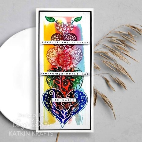 Katkin Krafts Floral Hearts Clear Stamp Set (KK0036) (OUTLET)