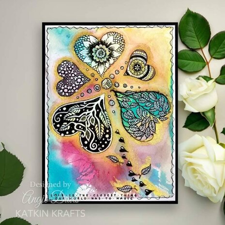 Katkin Krafts Floral Hearts Clear Stamp Set (KK0036) (OUTLET)