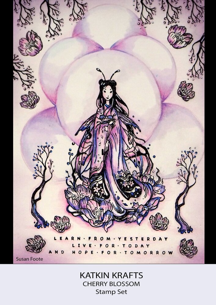 Katkin Krafts Cherry Blossom A5 Clear Stamp Set (KK0014) (OUTLET)