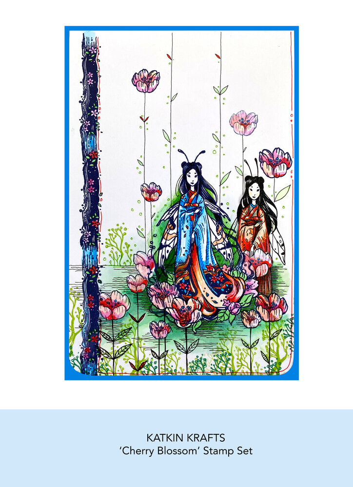 Katkin Krafts Cherry Blossom A5 Clear Stamp Set (KK0014) (OUTLET)