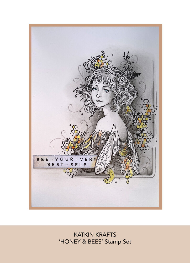 Katkin Krafts Honey & Bees A5 Clear Stamp Set (KK0008) (OUTLET)