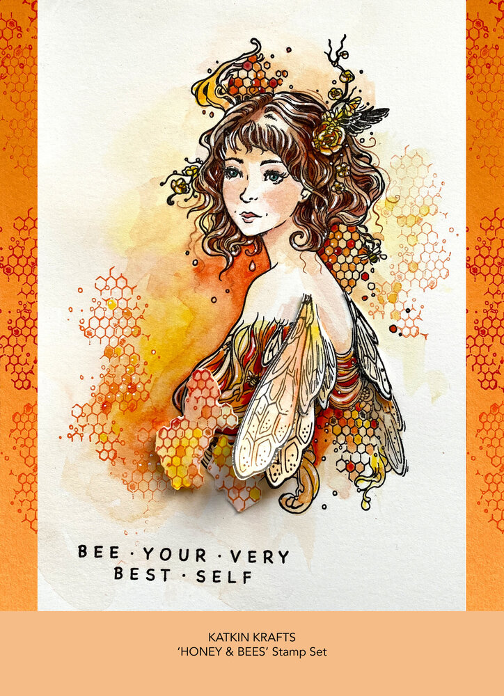 Katkin Krafts Honey & Bees A5 Clear Stamp Set (KK0008) (OUTLET)