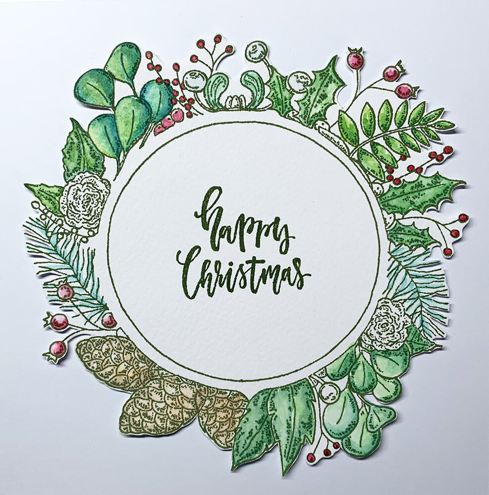 IndigoBlu Foliage Wreath A5 Rubber Stamps (IND0812) (OUTLET)