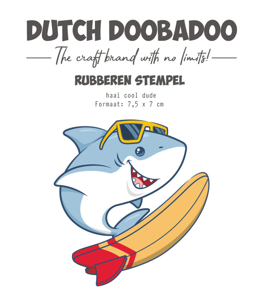 Dutch Doobadoo Rubber Stamp Haai Cool Dude (497.004.012) (OUTLET)