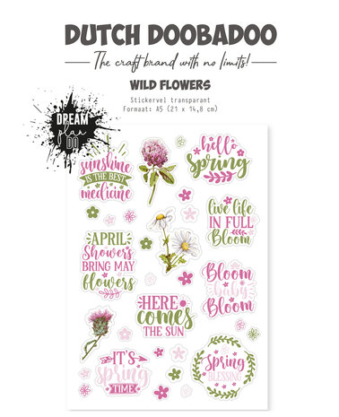 Dutch Doobadoo Dream Plan Do Wild Flower A5 Sticker Sheet - Transparent (491.201.001) (OUTLET)