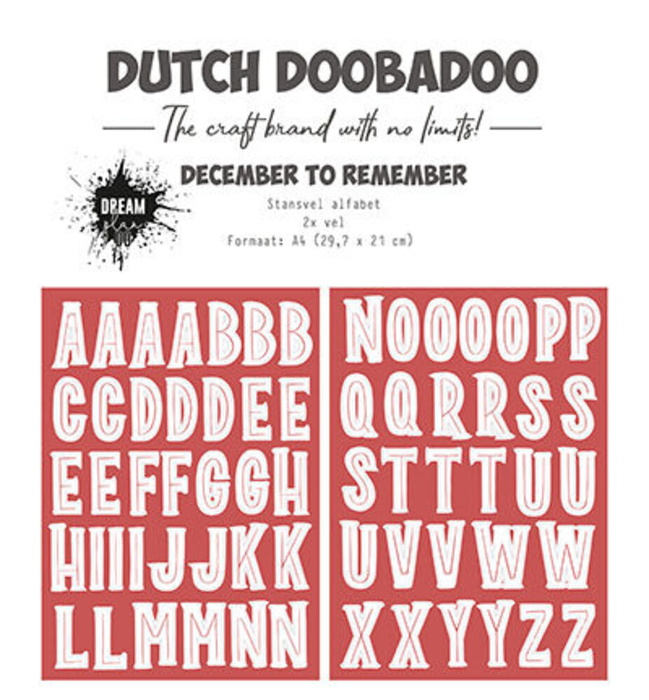 Dutch Doobadoo Dream Plan Do December to Remember A4 Die Cut Sheet Alphabet (2pcs) (474.007.020) (OUTLET)