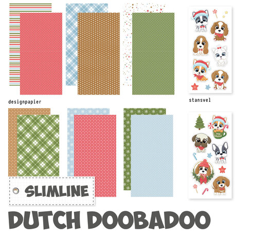 Dutch Doobadoo Crafty Paper Slimline Xmas Dogs (473.005.027) (OUTLET)