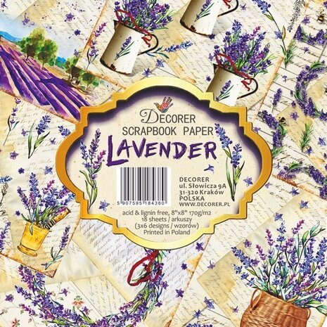 Decorer Lavender 8x8 Inch Paper Pack (DECOR-B40-438) (OUTLET)