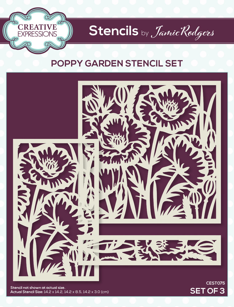 Creative Expressions Jamie Rodgers Stencil Poppy Garden (CEST075) (OUTLET) Creative Expressions Jamie Rodgers Stencil Poppy Garden (CEST075) (OUTLET)