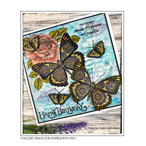 Crafty Individuals Butterfly and Rose Unmounted Rubber Stamps (CI-606) (OUTLET)