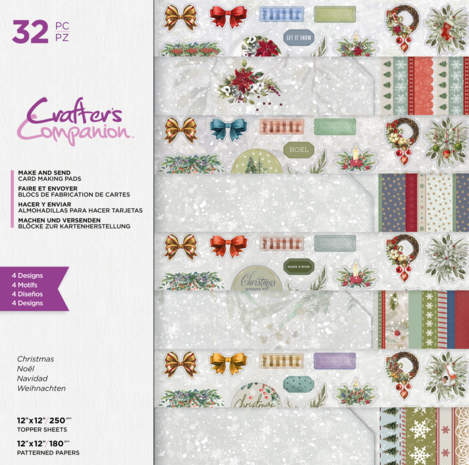 Crafter's Companion Make and Send Christmas 12x12 Inch Card Making Pad (CC-PAD12-MAS-XMAS) (OUTLET)
