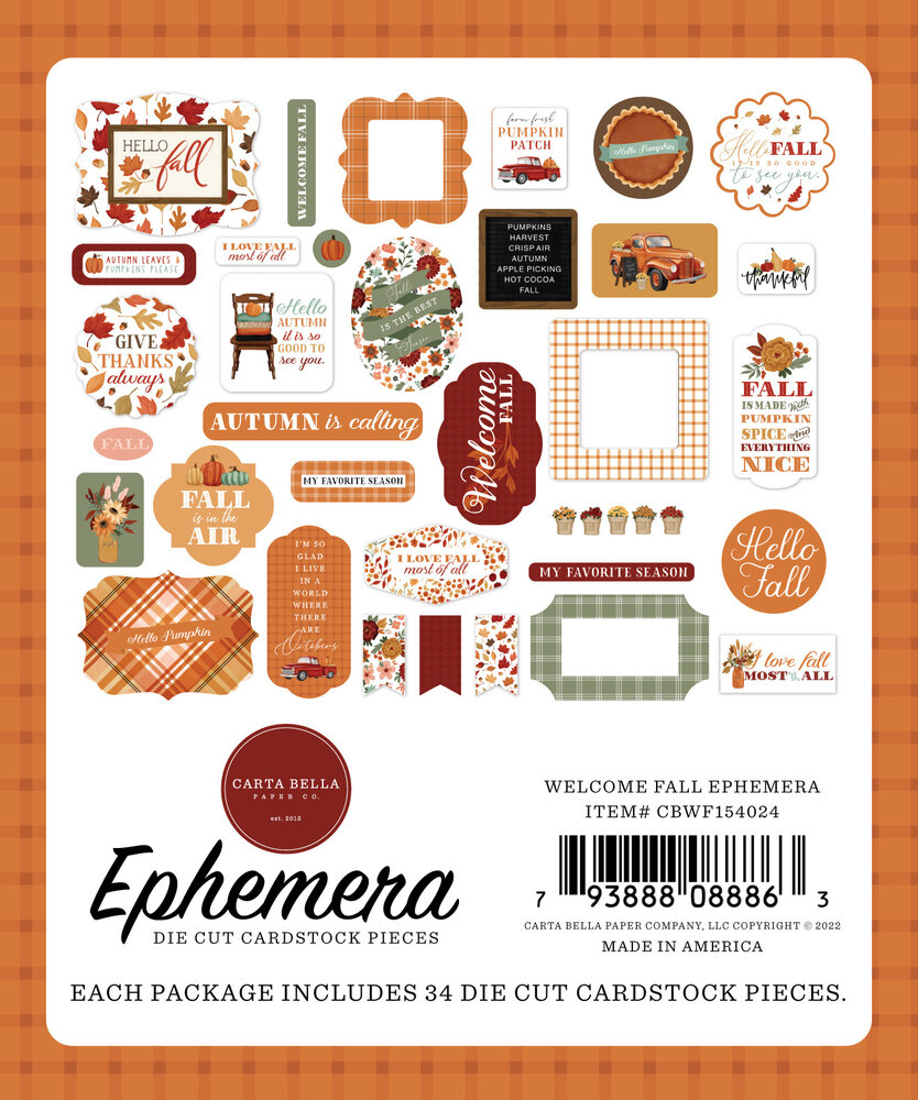 Carta Bella Welcome Fall Ephemera (CBWF154024) (OUTLET)