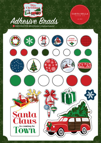 Carta Bella White Christmas Adhesive Brads (CBWC156020) (OUTLET)