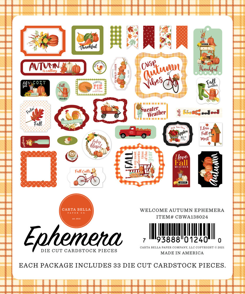 Carta Bella Welcome Autumn Ephemera (CBWA138024) (OUTLET)