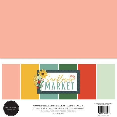 Carta Bella Sunflower Market 12x12 Inch Coordinating Solids Paper Pack (CBSUN144015) (OUTLET) Carta Bella Sunflower Market 12x12 Inch Coordinating Solids Paper Pack (CBSUN144015) (OUTLET)