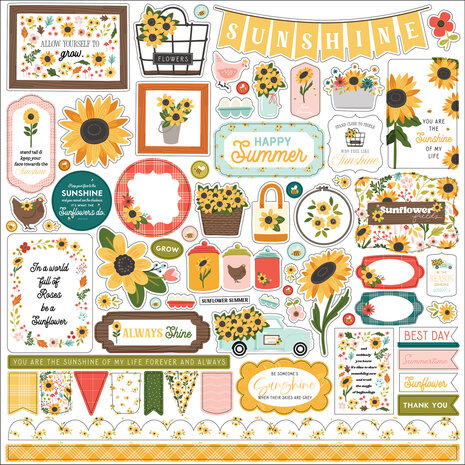 Carta Bella Sunflower Summer 12x12 Inch Element Sticker (CBSS368014) (OUTLET)