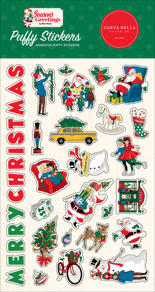 Carta Bella Season's Greetings Puffy Stickers (CBSG329066) (OUTLET)