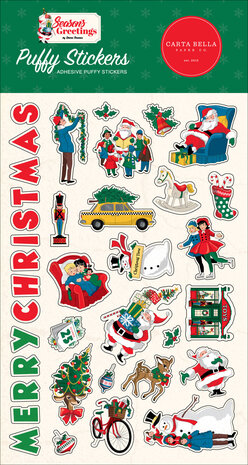 Carta Bella Season's Greetings Puffy Stickers (CBSG329066) (OUTLET)