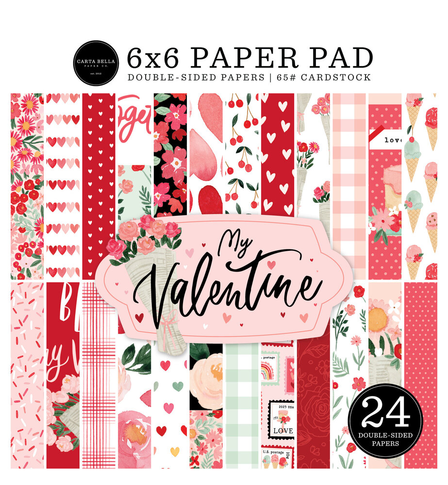 Carta Bella My Valentine 6x6 Inch Paper Pad (CBMV294023) (OUTLET)