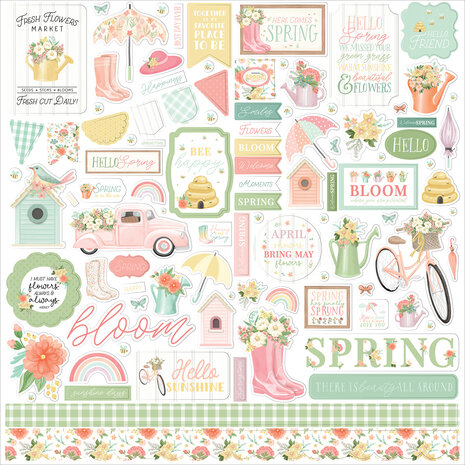 Carta Bella Here Comes Spring 12x12 Inch Element Sticker (CBHCS352014) (OUTLET)