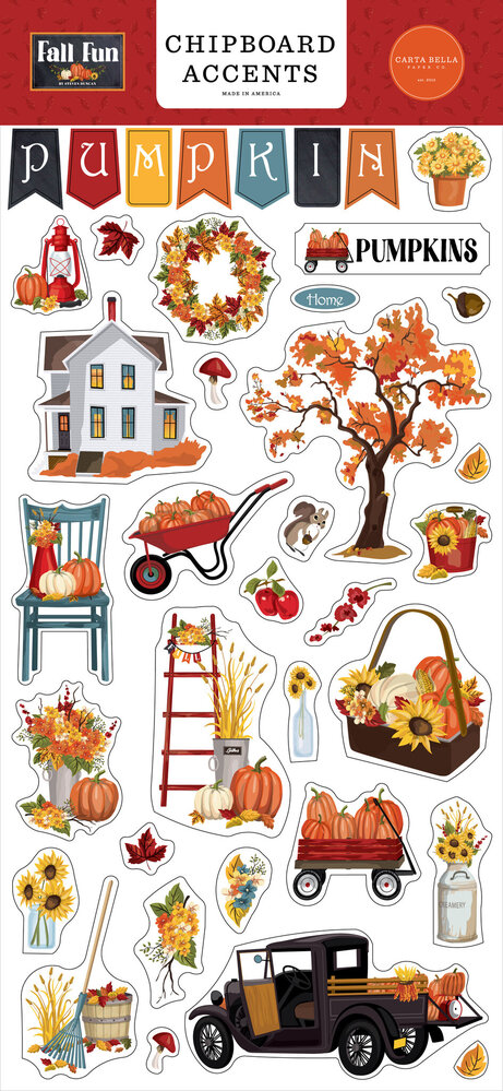 Carta Bella Fall Fun Chipboard Accents (CBFF326021) (OUTLET)