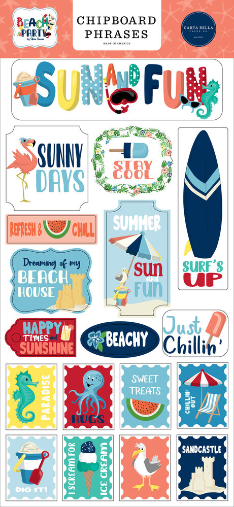 Carta Bella Beach Party Chipboard Phrases (CBBE149022) (OUTLET)