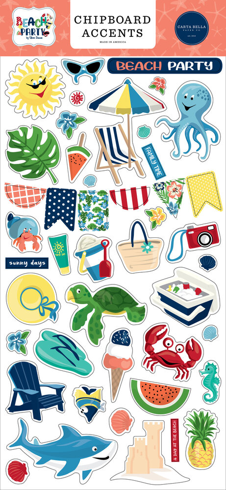 Carta Bella Beach Party Chipboard Accents (CBBE149021) (OUTLET)