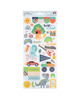 American Crafts Pebbles Cool Boy Stickers Accent Silver Foil (73pcs) (34027637) (OUTLET)