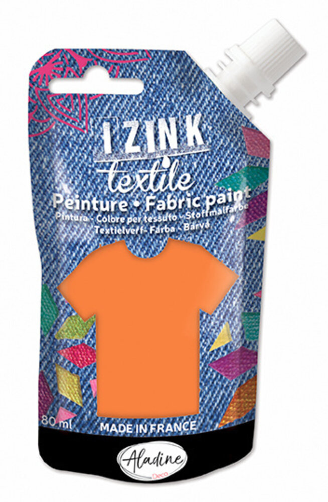 Aladine Izink Textile Orange Nylon Fabric Paint (80ml) (80721) (OUTLET)