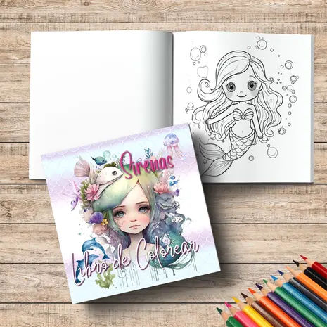 Yanican Color Mermaids 8x8 Inch Coloring Book Yanican Color Mermaids 8x8 Inch Coloring Book