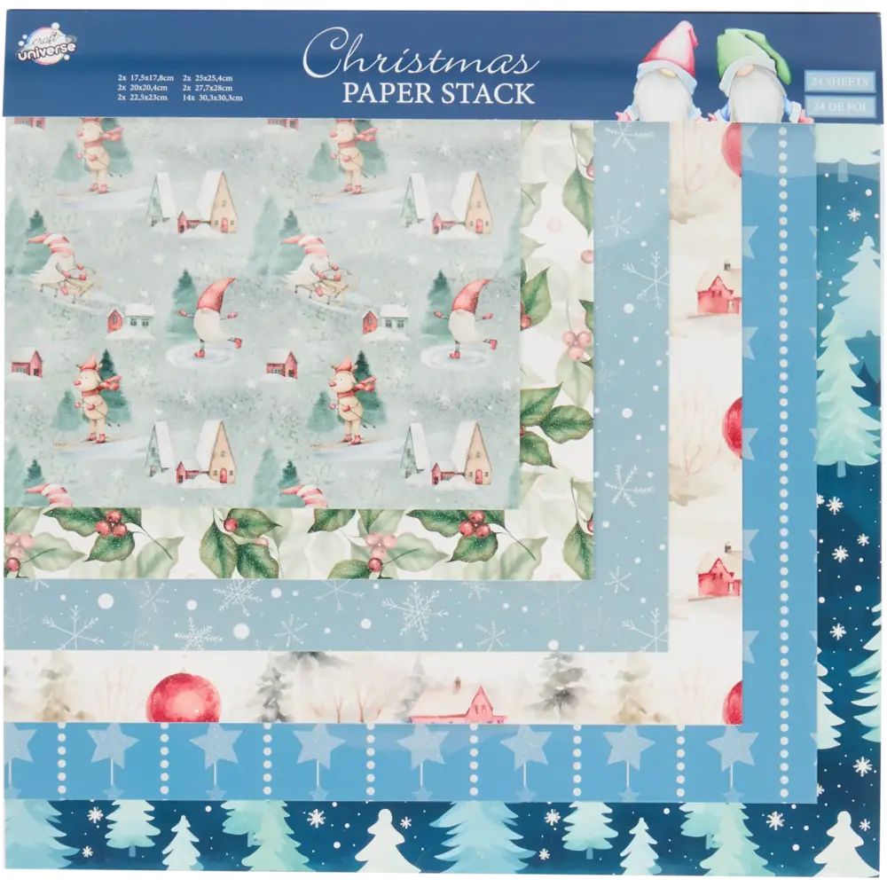 Craft Universe Winter Gnomes 12x12 Inch Christmas Paper Stack (3216126)